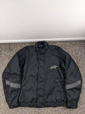 Alpinestars Polyester Canvas Motorcycle Jacket Black Mens Large *Missing Liner*